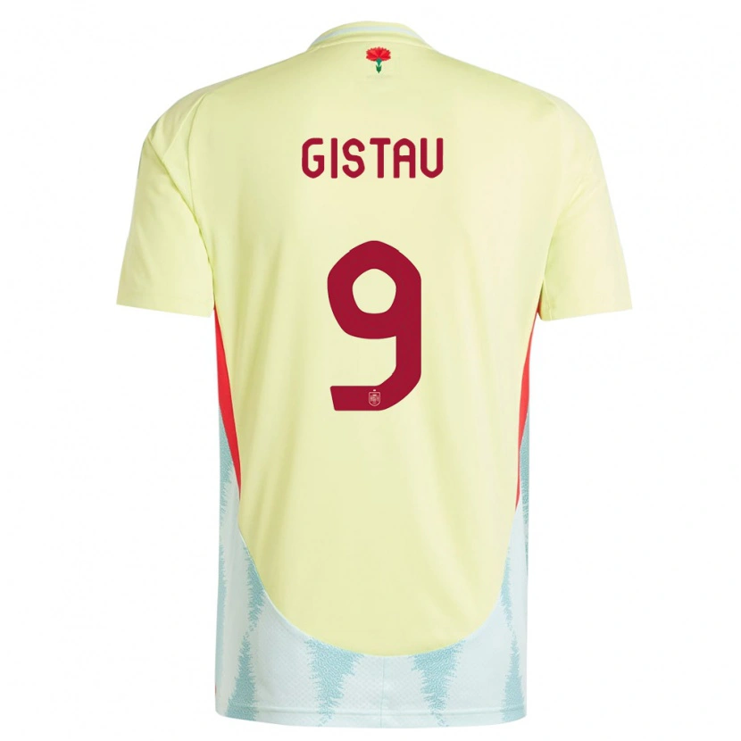 Danxen Kinder Spanien Òscar Gistau #9 Gelb Auswärtstrikot Trikot 24-26 T-Shirt
