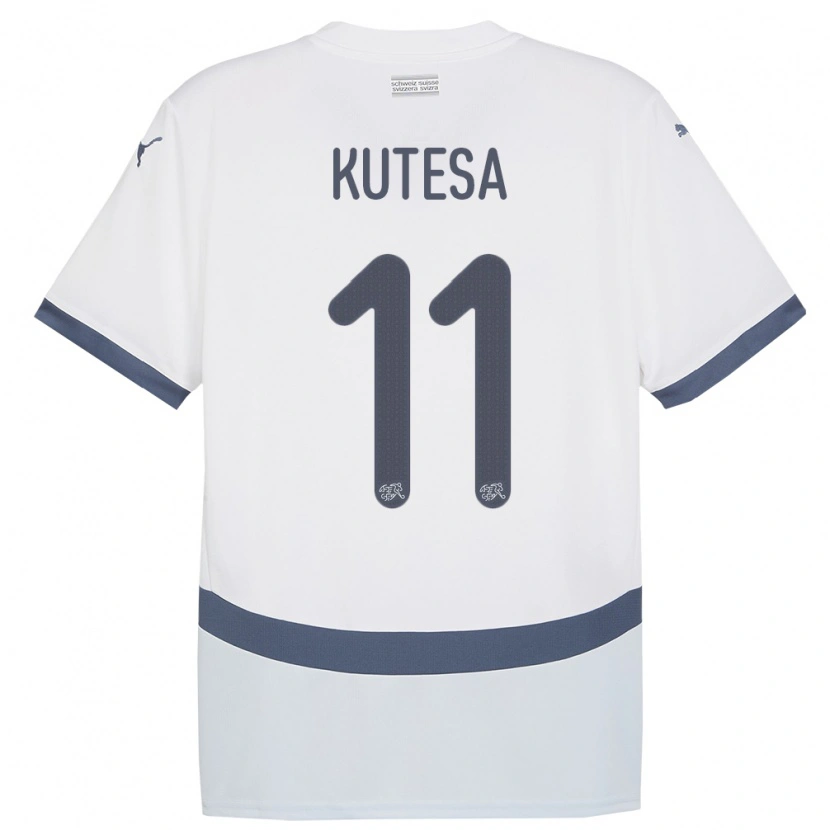 Danxen Kinder Schweiz Dereck Kutesa #11 Weiß Auswärtstrikot Trikot 24-26 T-Shirt
