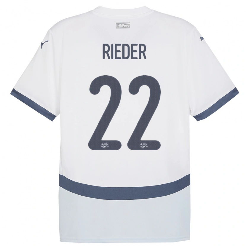 Danxen Kinder Schweiz Fabian Rieder #22 Weiß Auswärtstrikot Trikot 24-26 T-Shirt