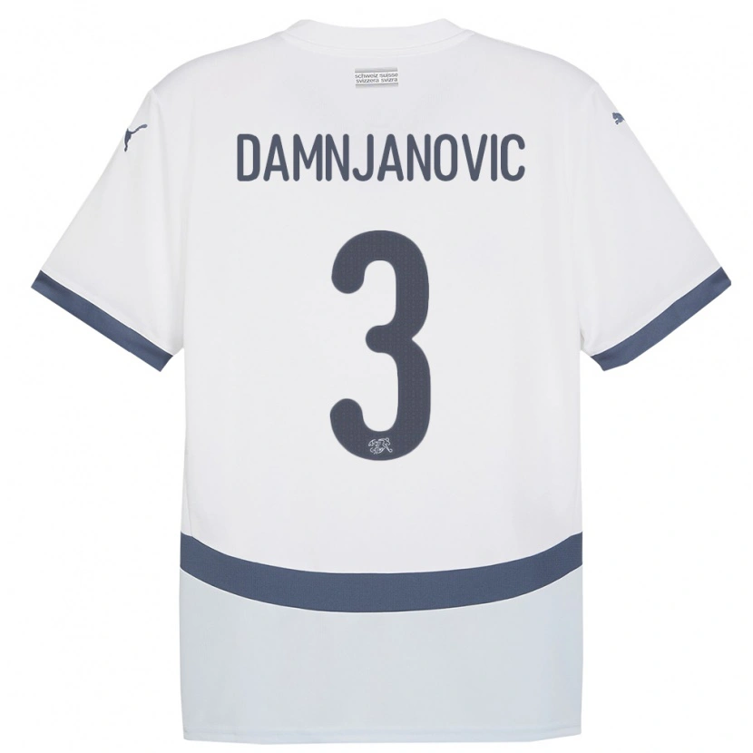 Danxen Kinder Schweiz Lazar Damnjanovic #3 Weiß Auswärtstrikot Trikot 24-26 T-Shirt