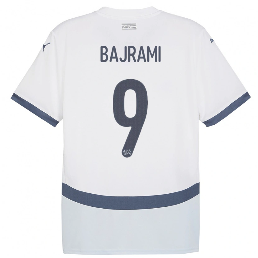 Danxen Kinder Schweiz Labinot Bajrami #9 Weiß Auswärtstrikot Trikot 24-26 T-Shirt