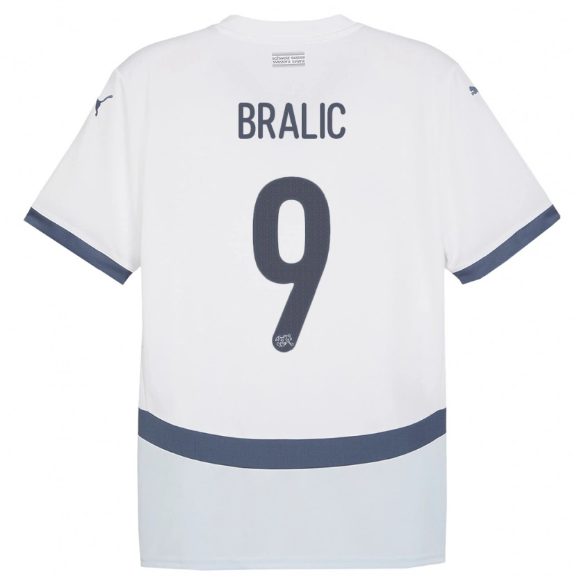 Danxen Kinder Schweiz Josip Bralic #9 Weiß Auswärtstrikot Trikot 24-26 T-Shirt