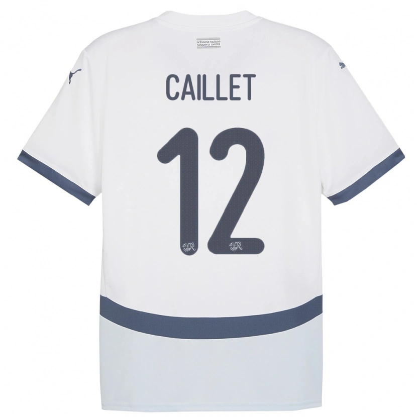 Danxen Kinder Schweiz Simon Caillet #12 Weiß Auswärtstrikot Trikot 24-26 T-Shirt