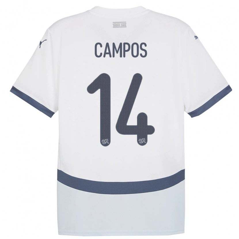 Danxen Kinder Schweiz Luan Campos #14 Weiß Auswärtstrikot Trikot 24-26 T-Shirt