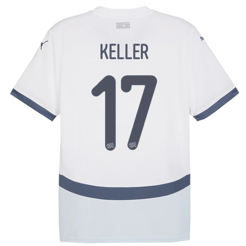Danxen Kinder Schweiz Aaron Keller #17 Weiß Auswärtstrikot Trikot 24-26 T-Shirt