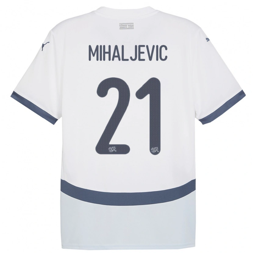 Danxen Kinder Schweiz Mark Mihaljevic #21 Weiß Auswärtstrikot Trikot 24-26 T-Shirt