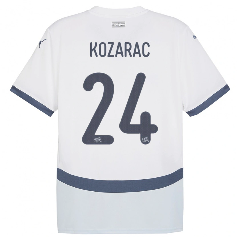 Danxen Kinder Schweiz Haris Kozarac #24 Weiß Auswärtstrikot Trikot 24-26 T-Shirt