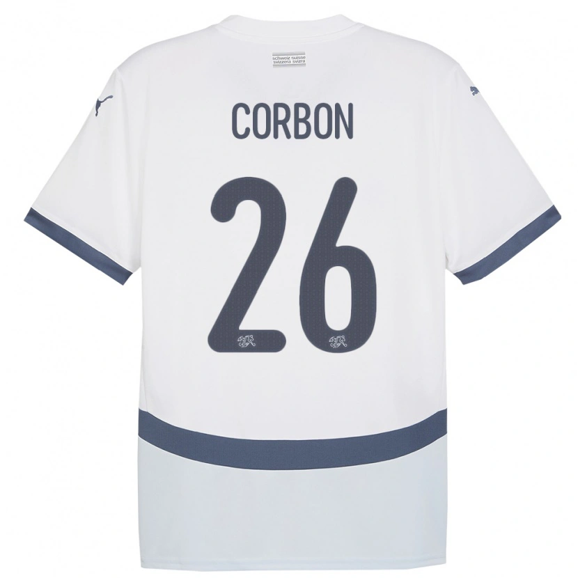 Danxen Kinder Schweiz Max Corbon #26 Weiß Auswärtstrikot Trikot 24-26 T-Shirt