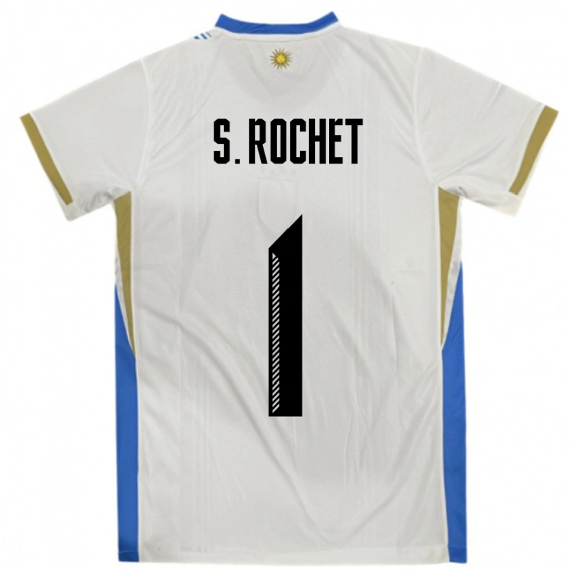 Danxen Kinder Uruguay Sergio Rochet #1 Weiß Blau Auswärtstrikot Trikot 24-26 T-Shirt