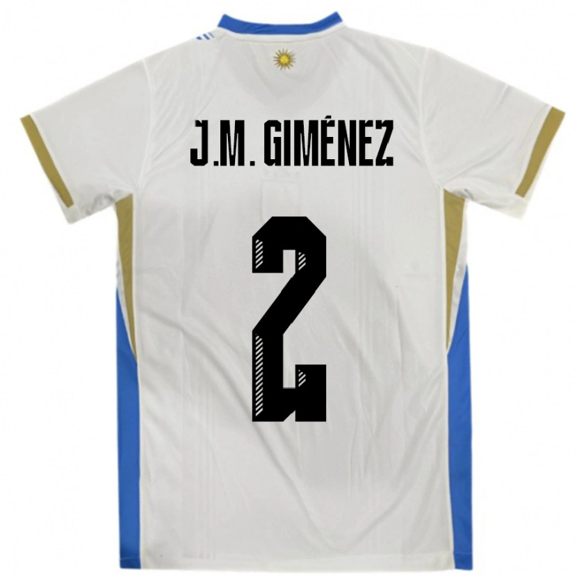 Danxen Kinder Uruguay José María Giménez #2 Weiß Blau Auswärtstrikot Trikot 24-26 T-Shirt