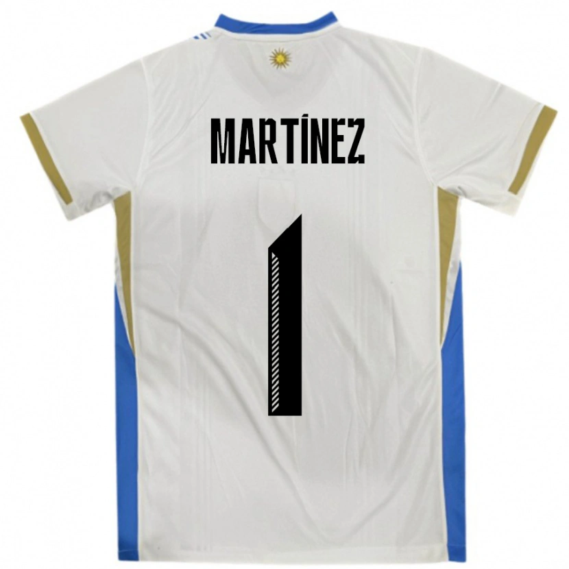 Danxen Kinder Uruguay Kevin Martínez #1 Weiß Blau Auswärtstrikot Trikot 24-26 T-Shirt