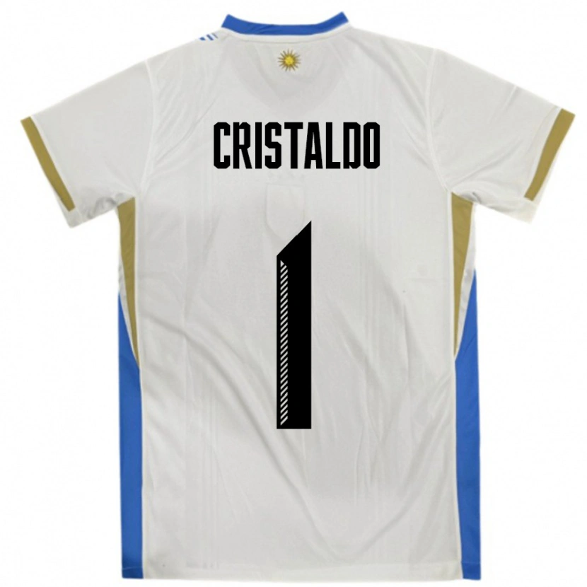 Danxen Kinder Uruguay Fabian Cristaldo #1 Weiß Blau Auswärtstrikot Trikot 24-26 T-Shirt