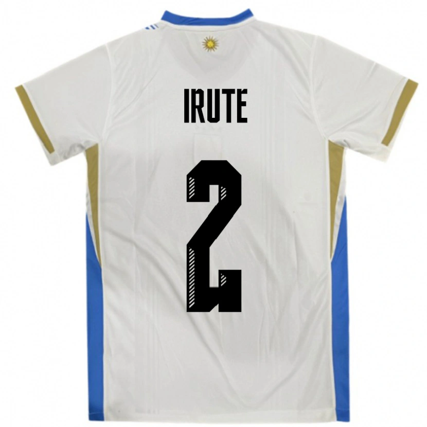 Danxen Kinder Uruguay Ezequiel Irute #2 Weiß Blau Auswärtstrikot Trikot 24-26 T-Shirt