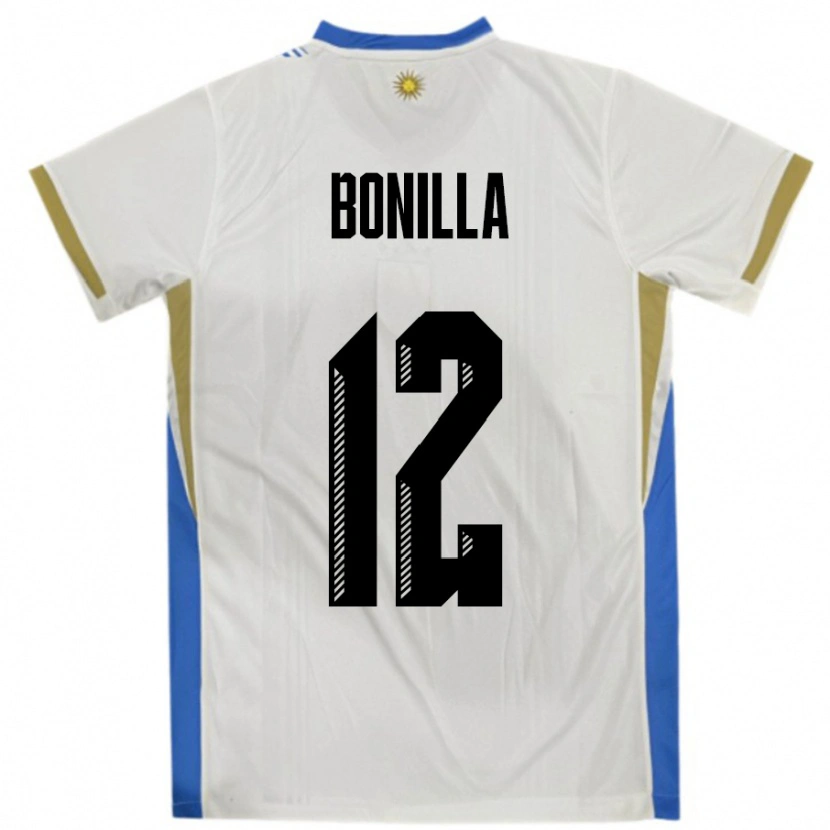 Danxen Kinder Uruguay Federico Bonilla #12 Weiß Blau Auswärtstrikot Trikot 24-26 T-Shirt