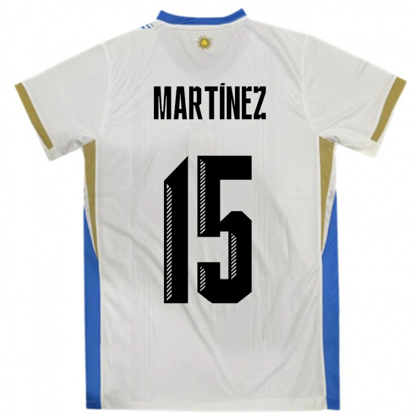 Danxen Kinder Uruguay Facundo Martínez #15 Weiß Blau Auswärtstrikot Trikot 24-26 T-Shirt