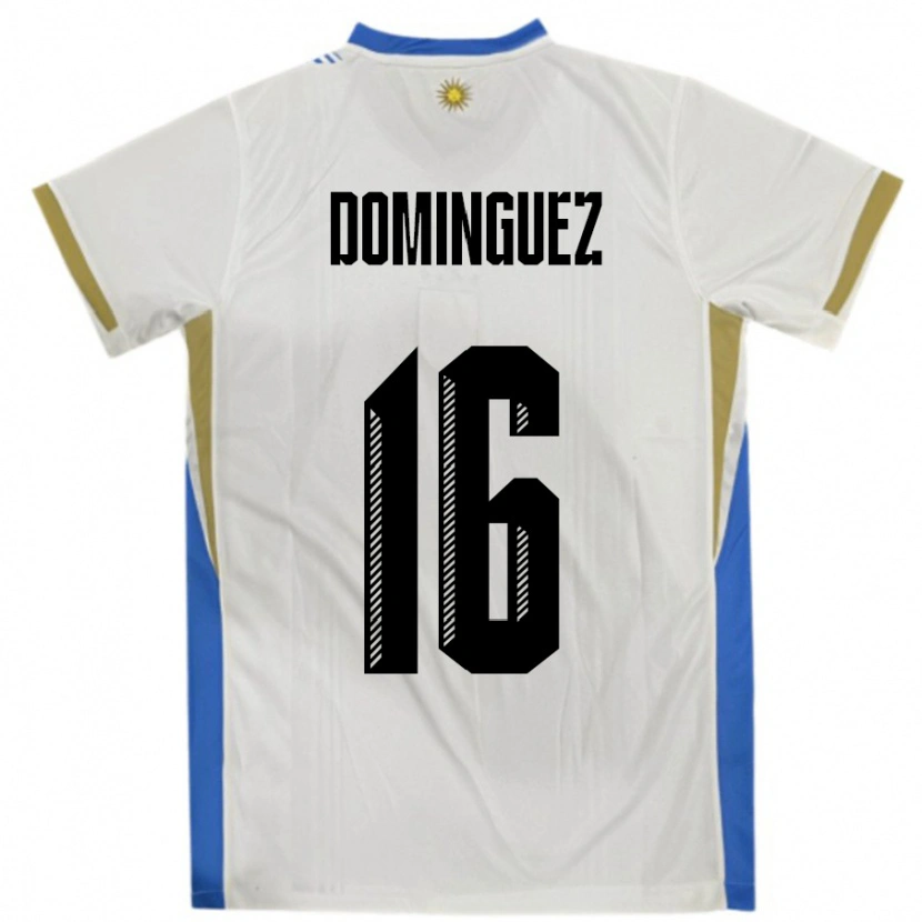Danxen Kinder Uruguay Facundo Dominguez #16 Weiß Blau Auswärtstrikot Trikot 24-26 T-Shirt