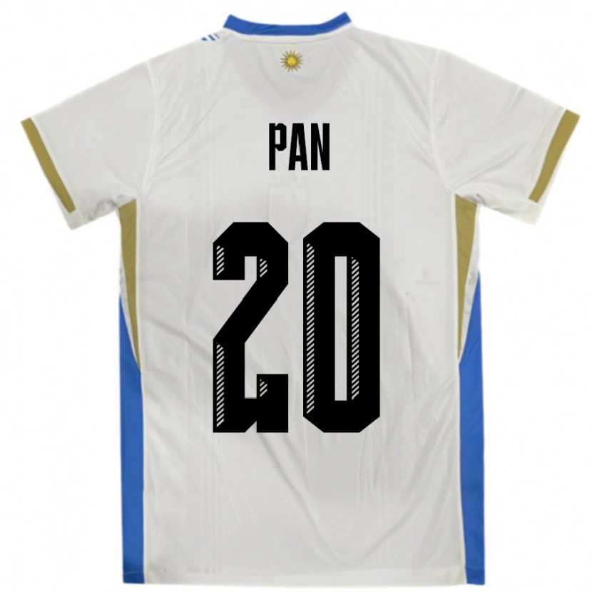 Danxen Kinder Uruguay Gonzalo Pan #20 Weiß Blau Auswärtstrikot Trikot 24-26 T-Shirt