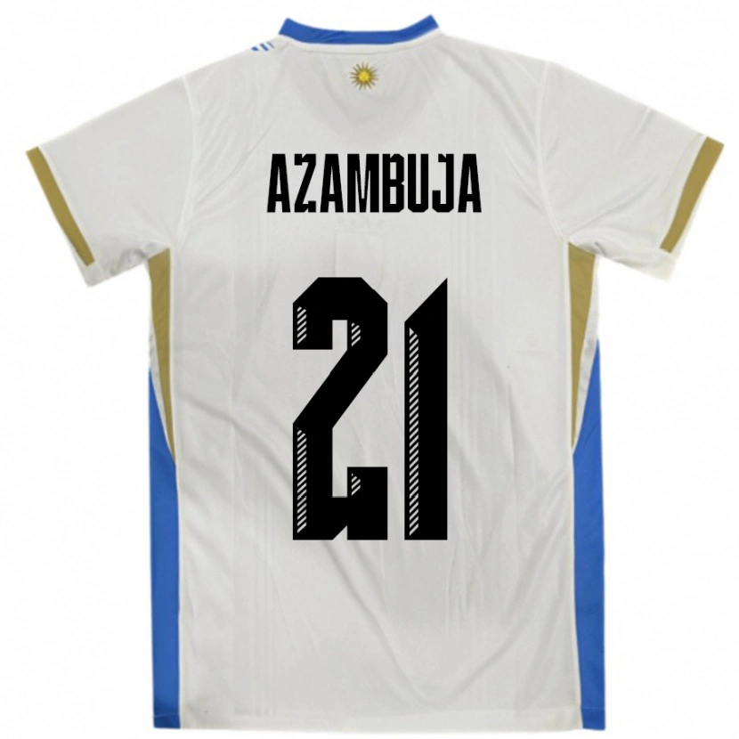 Danxen Kinder Uruguay Nicolas Azambuja #21 Weiß Blau Auswärtstrikot Trikot 24-26 T-Shirt