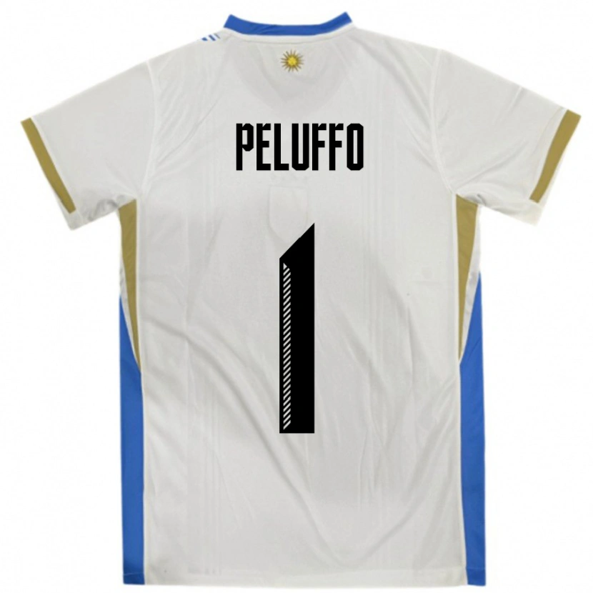 Danxen Kinder Uruguay Daniel Peluffo #1 Weiß Blau Auswärtstrikot Trikot 24-26 T-Shirt