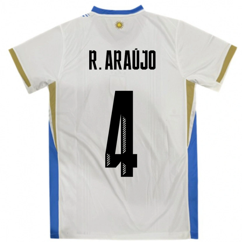 Danxen Kinder Uruguay Ronald Araujo #4 Weiß Blau Auswärtstrikot Trikot 24-26 T-Shirt