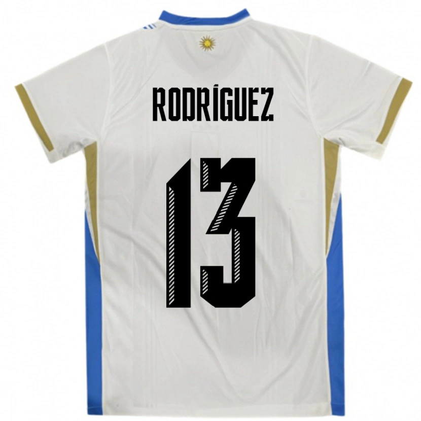 Danxen Kinder Uruguay Agustin Rodriguez #13 Weiß Blau Auswärtstrikot Trikot 24-26 T-Shirt