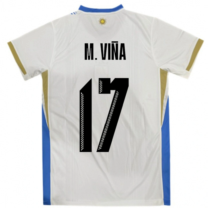 Danxen Kinder Uruguay Matias Vina #17 Weiß Blau Auswärtstrikot Trikot 24-26 T-Shirt