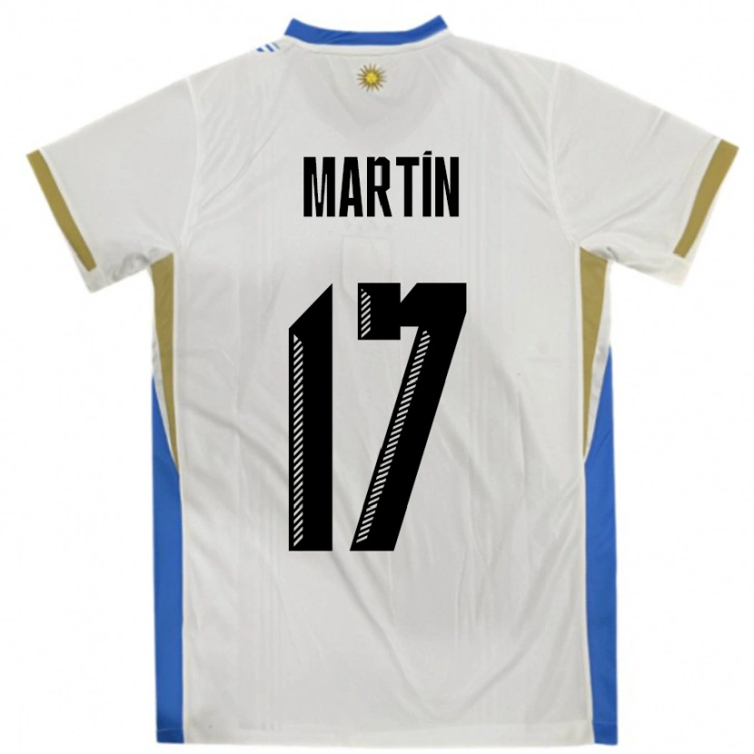 Danxen Kinder Uruguay Juan Martin #17 Weiß Blau Auswärtstrikot Trikot 24-26 T-Shirt
