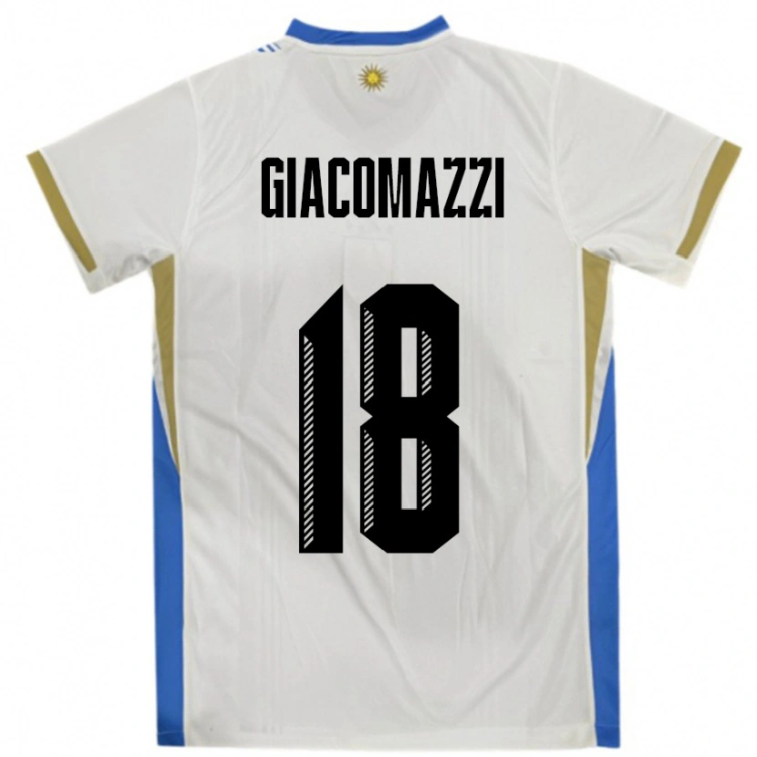 Danxen Kinder Uruguay Sebastian Giacomazzi #18 Weiß Blau Auswärtstrikot Trikot 24-26 T-Shirt