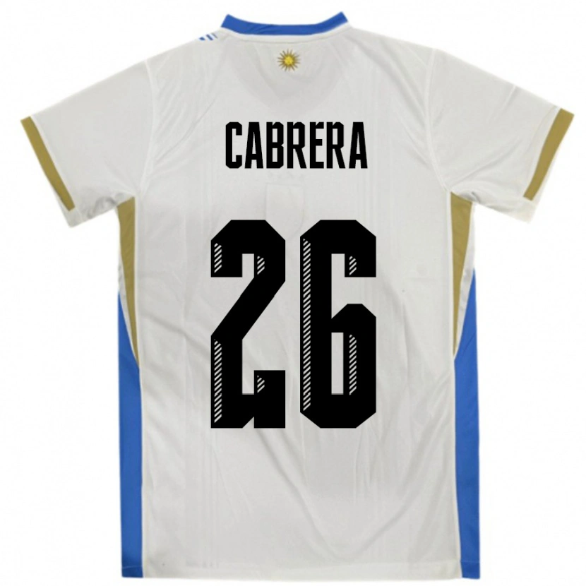 Danxen Kinder Uruguay Leandro Cabrera #26 Weiß Blau Auswärtstrikot Trikot 24-26 T-Shirt