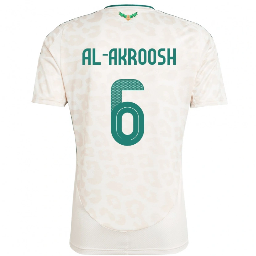 Danxen Kinder Saudi-Arabien Hassan Al-Akroosh #6 Weiß Auswärtstrikot Trikot 24-26 T-Shirt