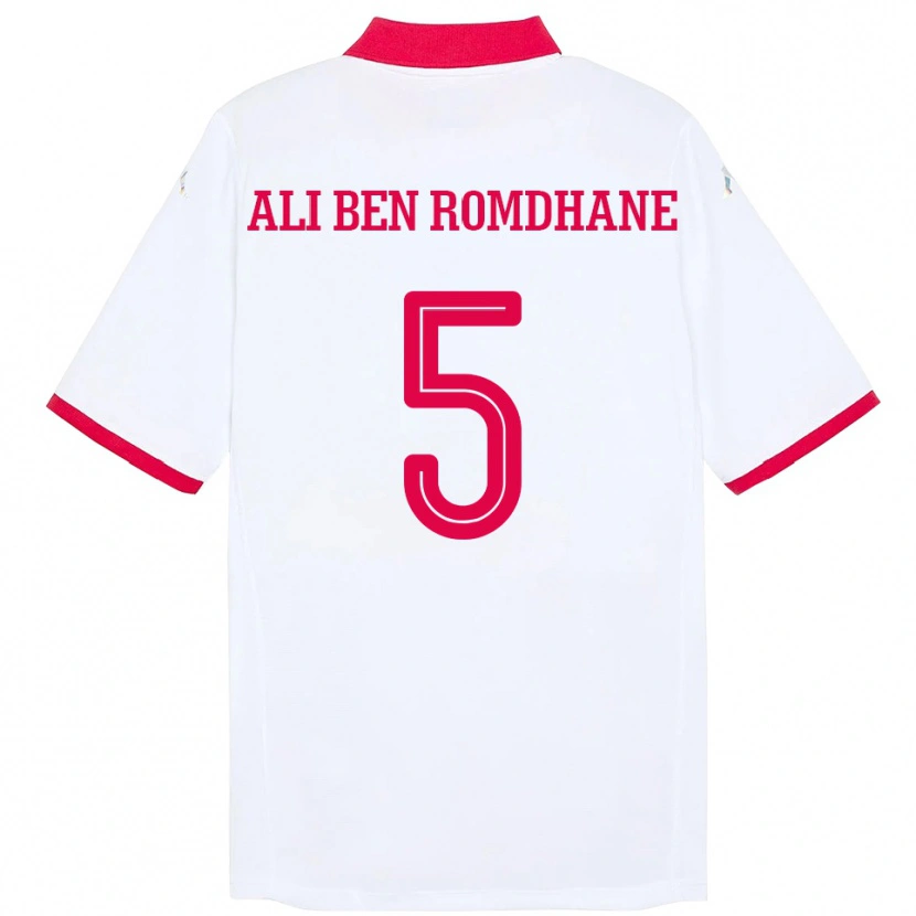 Danxen Kinder Tunesien Mohamed Ali Ben Romdhane #5 Weiß Auswärtstrikot Trikot 24-26 T-Shirt