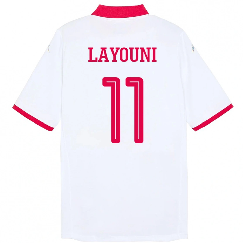 Danxen Kinder Tunesien Amor Layouni #11 Weiß Auswärtstrikot Trikot 24-26 T-Shirt