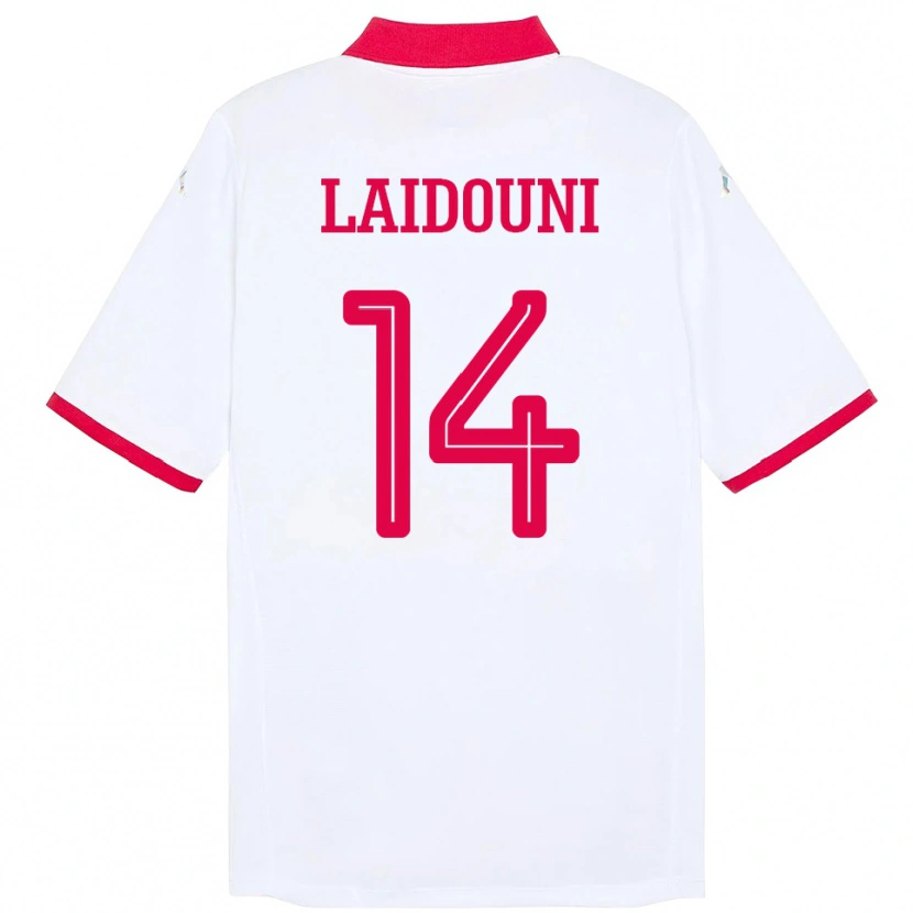 Danxen Kinder Tunesien Aïssa Laïdouni #14 Weiß Auswärtstrikot Trikot 24-26 T-Shirt