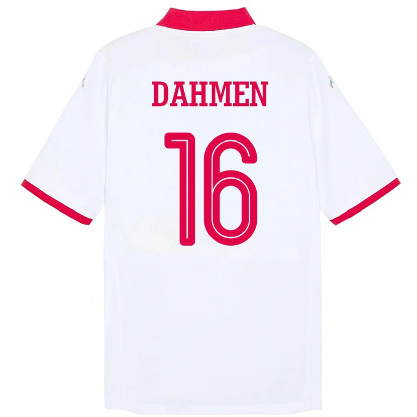 Danxen Kinder Tunesien Aymen Dahmen #16 Weiß Auswärtstrikot Trikot 24-26 T-Shirt