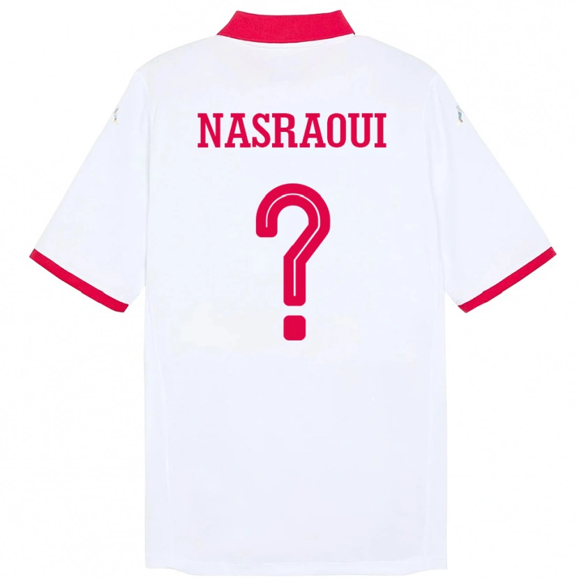 Danxen Kinder Tunesien Mohamed Nasraoui #0 Weiß Auswärtstrikot Trikot 24-26 T-Shirt