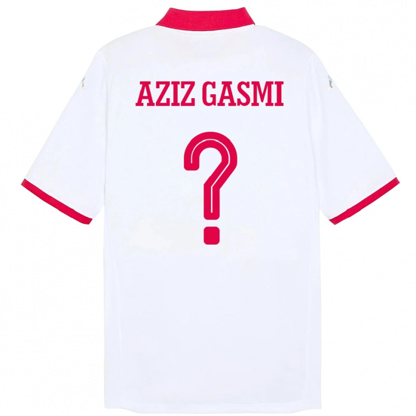 Danxen Kinder Tunesien Mohamd Aziz Gasmi #0 Weiß Auswärtstrikot Trikot 24-26 T-Shirt