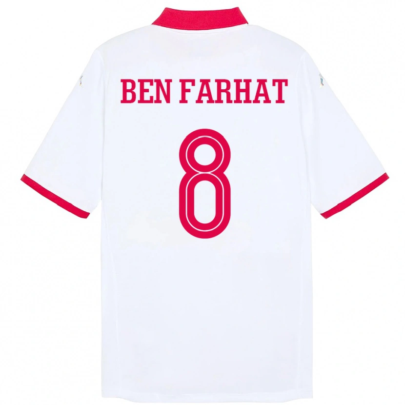 Danxen Kinder Tunesien Louey Ben Farhat #8 Weiß Auswärtstrikot Trikot 24-26 T-Shirt