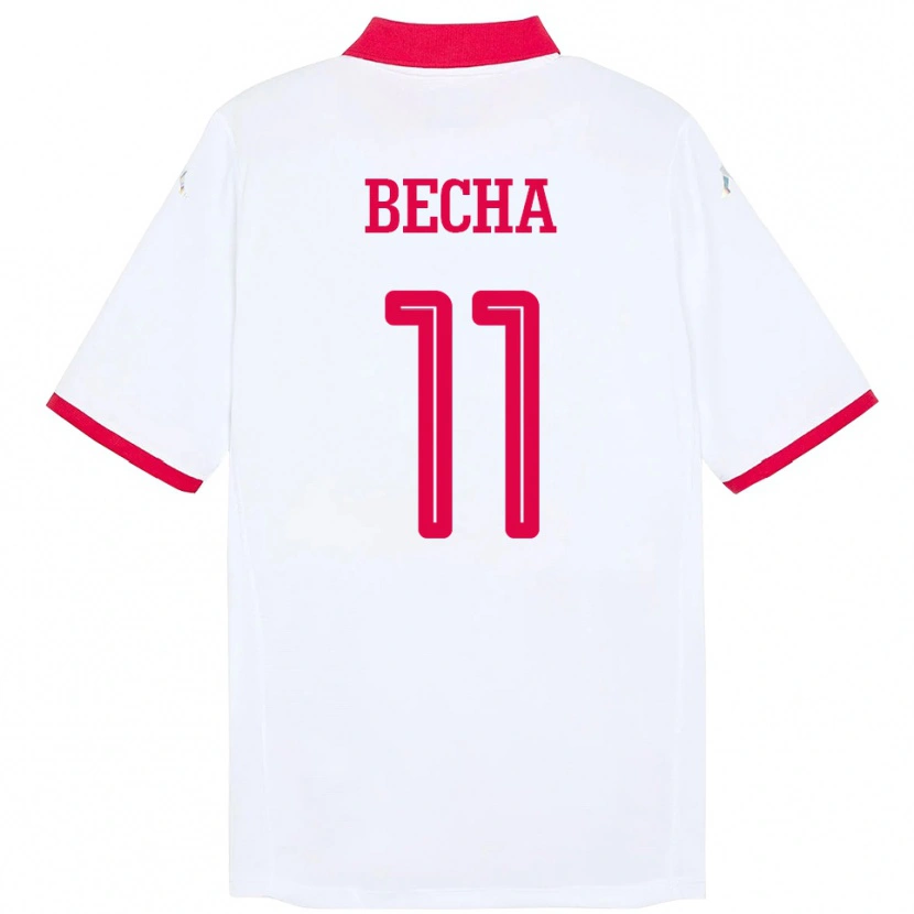 Danxen Kinder Tunesien Youssef Becha #11 Weiß Auswärtstrikot Trikot 24-26 T-Shirt