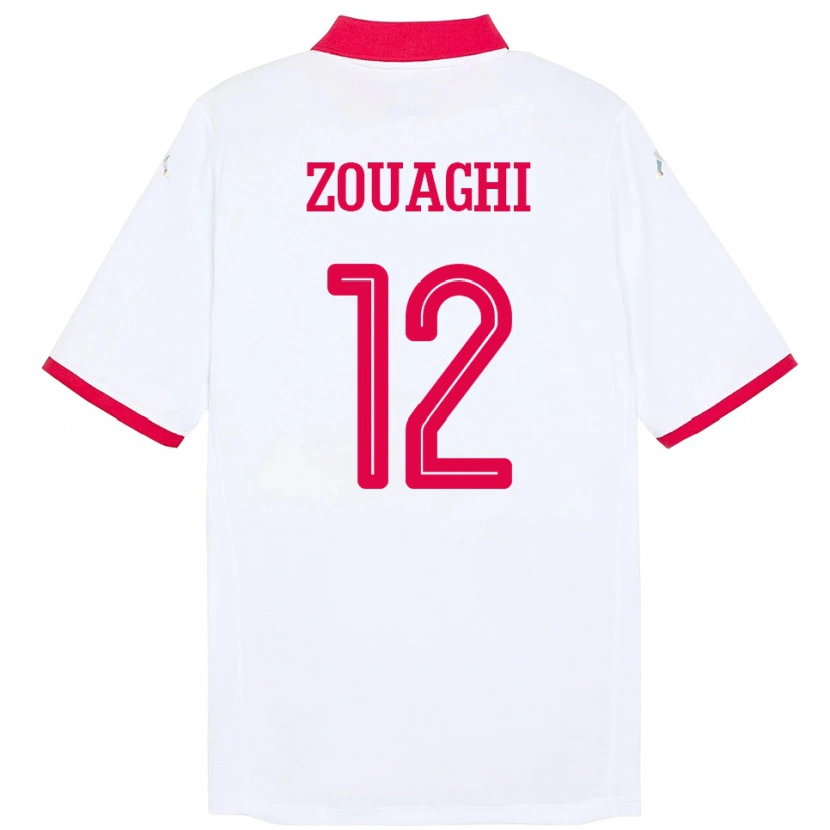 Danxen Kinder Tunesien Thomas Zouaghi #12 Weiß Auswärtstrikot Trikot 24-26 T-Shirt