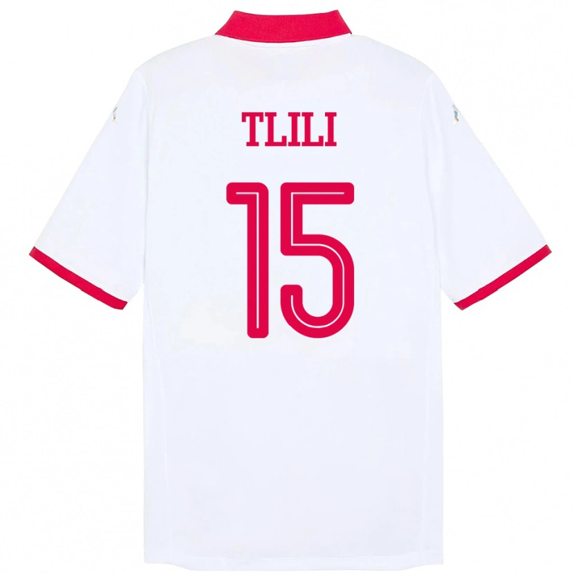 Danxen Kinder Tunesien Mehdi Tlili #15 Weiß Auswärtstrikot Trikot 24-26 T-Shirt