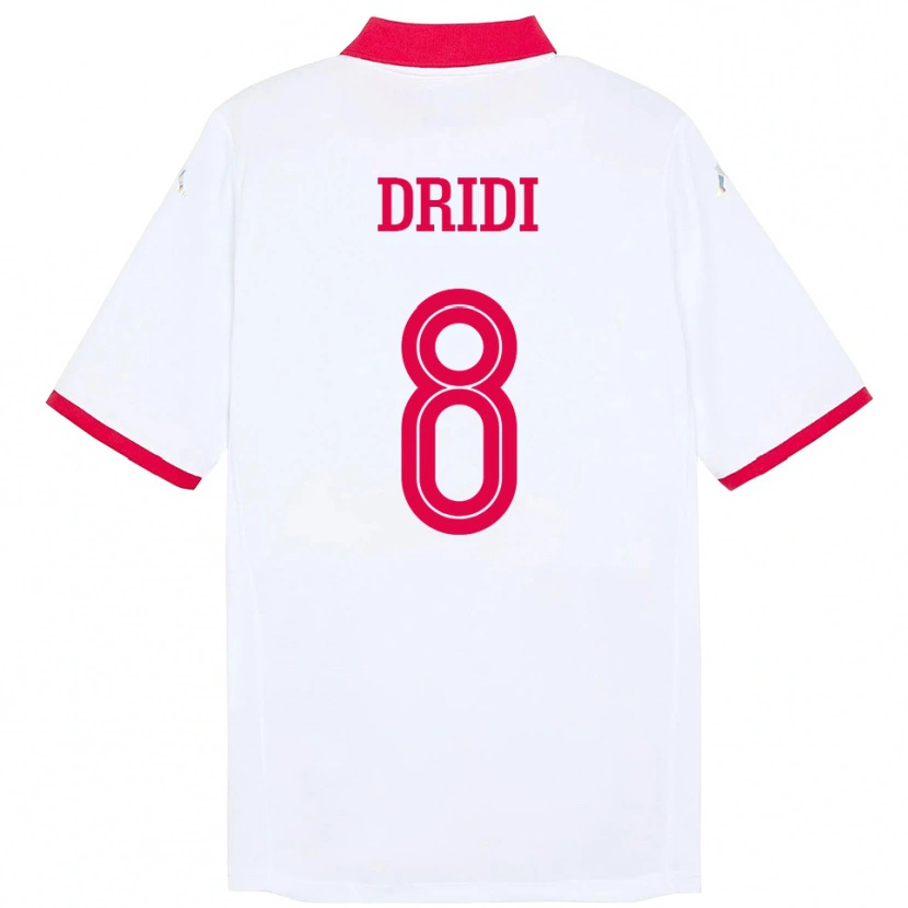 Danxen Kinder Tunesien Yassine Dridi #8 Weiß Auswärtstrikot Trikot 24-26 T-Shirt