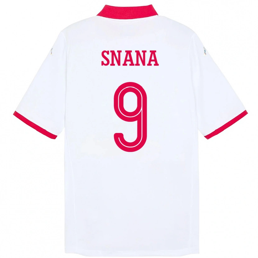 Danxen Kinder Tunesien Youssef Snana #9 Weiß Auswärtstrikot Trikot 24-26 T-Shirt