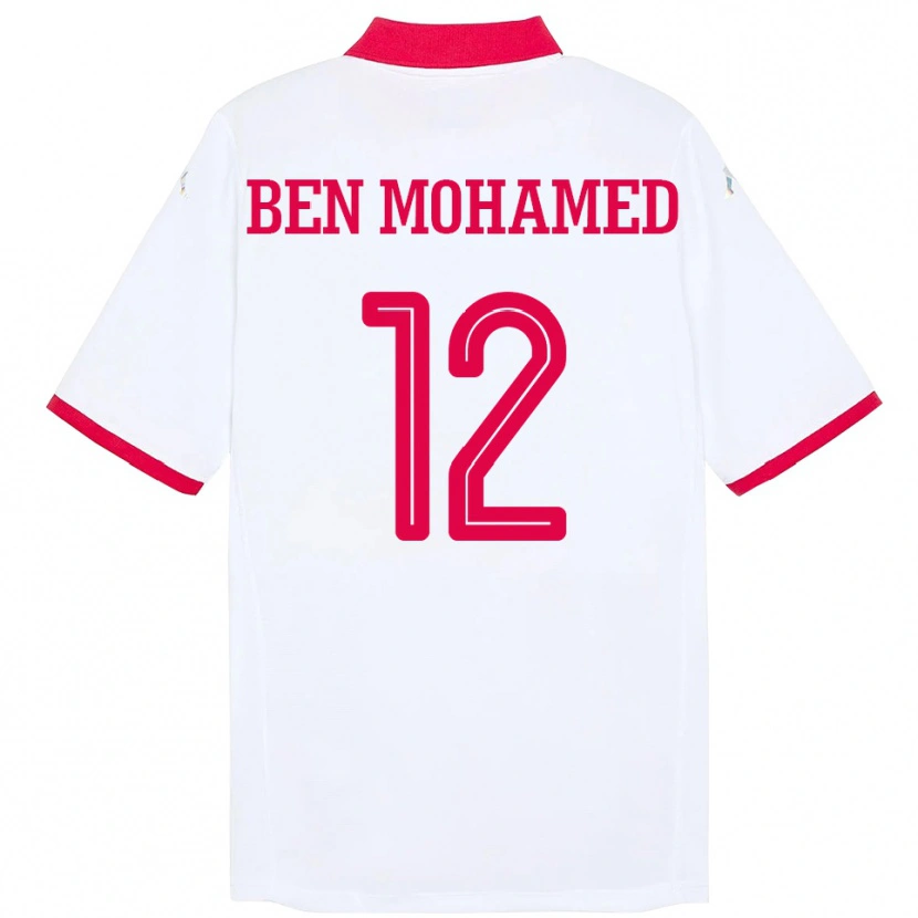 Danxen Kinder Tunesien Ibtissem Ben Mohamed #12 Weiß Auswärtstrikot Trikot 24-26 T-Shirt