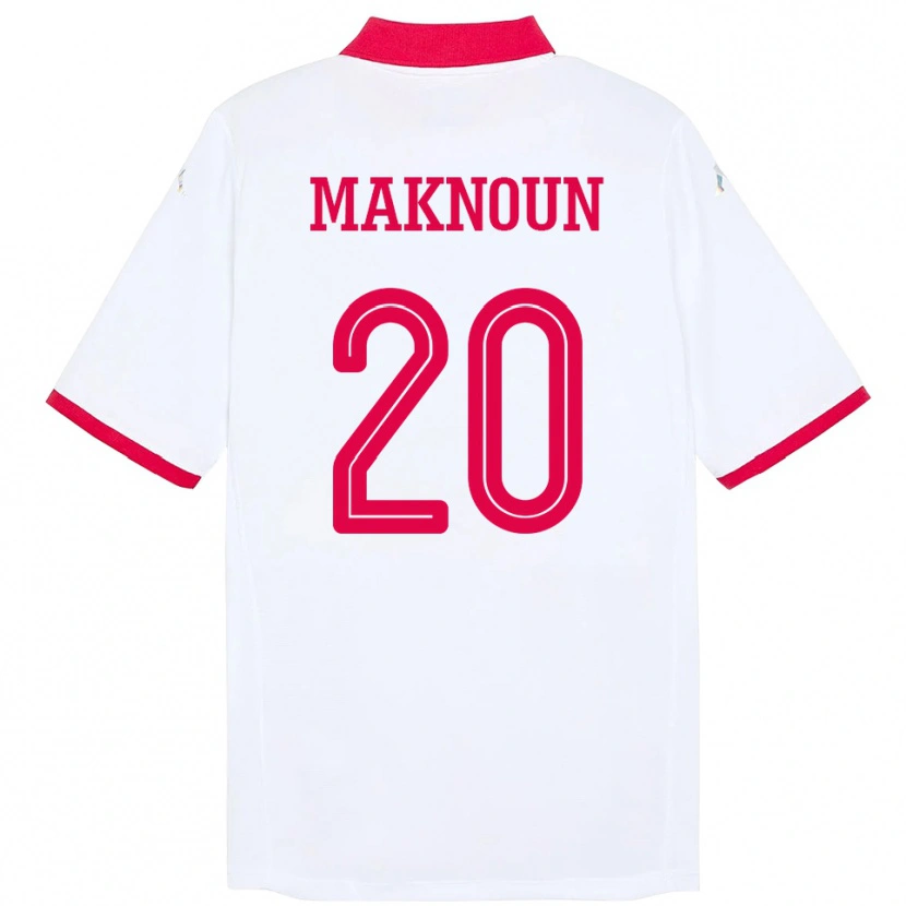 Danxen Kinder Tunesien Leila Maknoun #20 Weiß Auswärtstrikot Trikot 24-26 T-Shirt