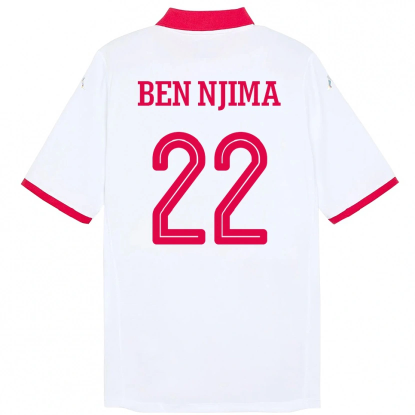 Danxen Kinder Tunesien Firas Ben Njima #22 Weiß Auswärtstrikot Trikot 24-26 T-Shirt