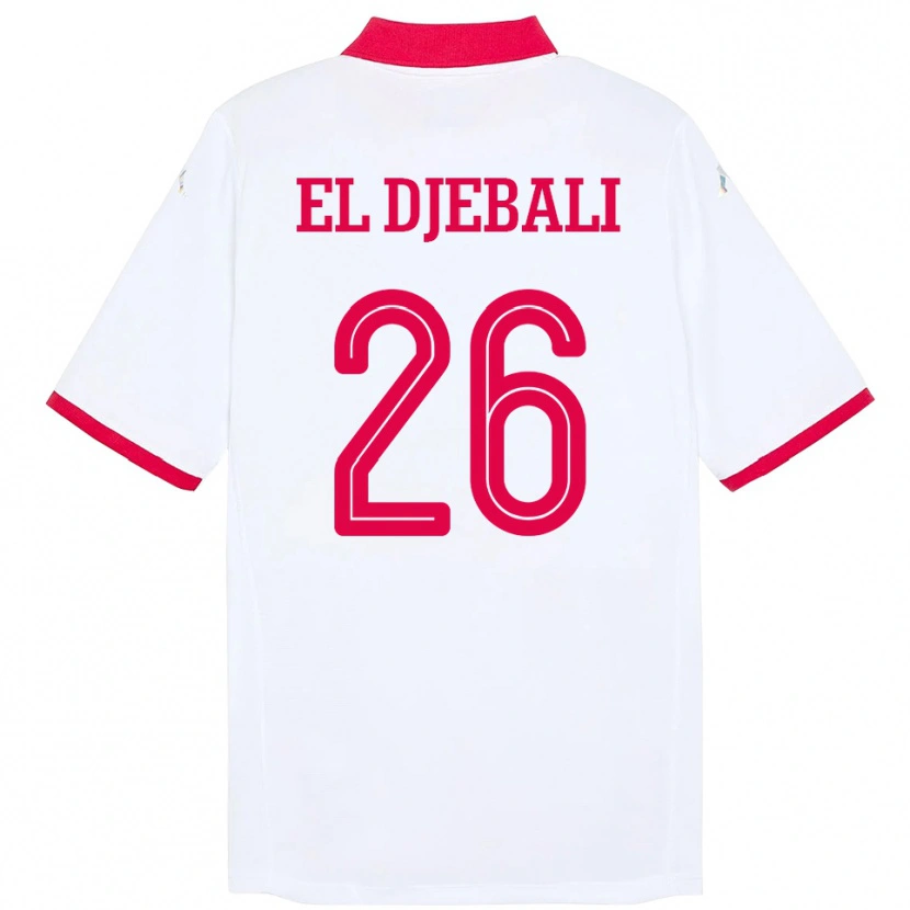 Danxen Kinder Tunesien Chaim El Djebali #26 Weiß Auswärtstrikot Trikot 24-26 T-Shirt