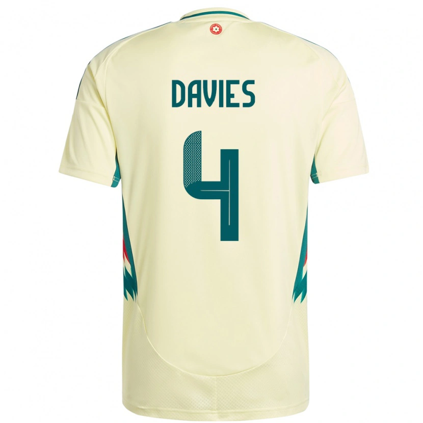 Danxen Kinder Wales Ben Davies #4 Beige Gelb Auswärtstrikot Trikot 24-26 T-Shirt
