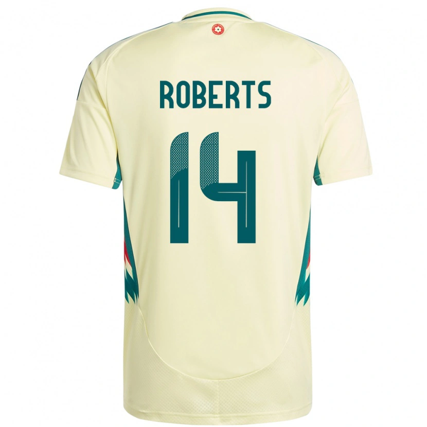 Danxen Kinder Wales Connor Roberts #14 Beige Gelb Auswärtstrikot Trikot 24-26 T-Shirt