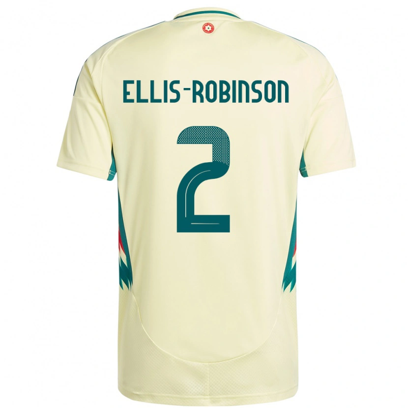 Danxen Kinder Wales Eddie Ellis-Robinson #2 Beige Gelb Auswärtstrikot Trikot 24-26 T-Shirt