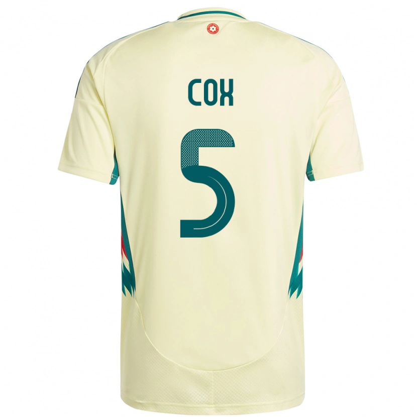 Danxen Kinder Wales Daniel Cox #5 Beige Gelb Auswärtstrikot Trikot 24-26 T-Shirt